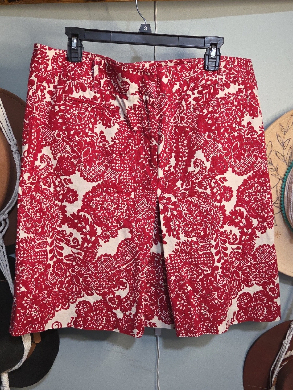 Talbots red and white paisley print